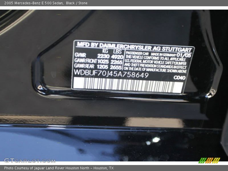 Black / Stone 2005 Mercedes-Benz E 500 Sedan