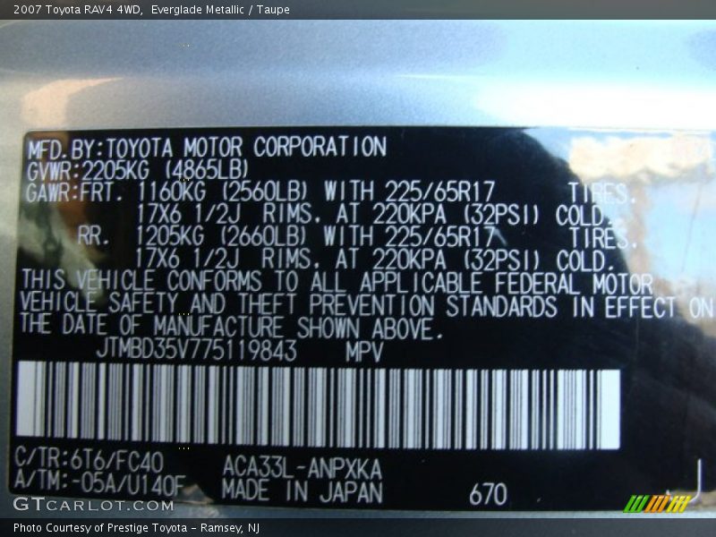 Everglade Metallic / Taupe 2007 Toyota RAV4 4WD