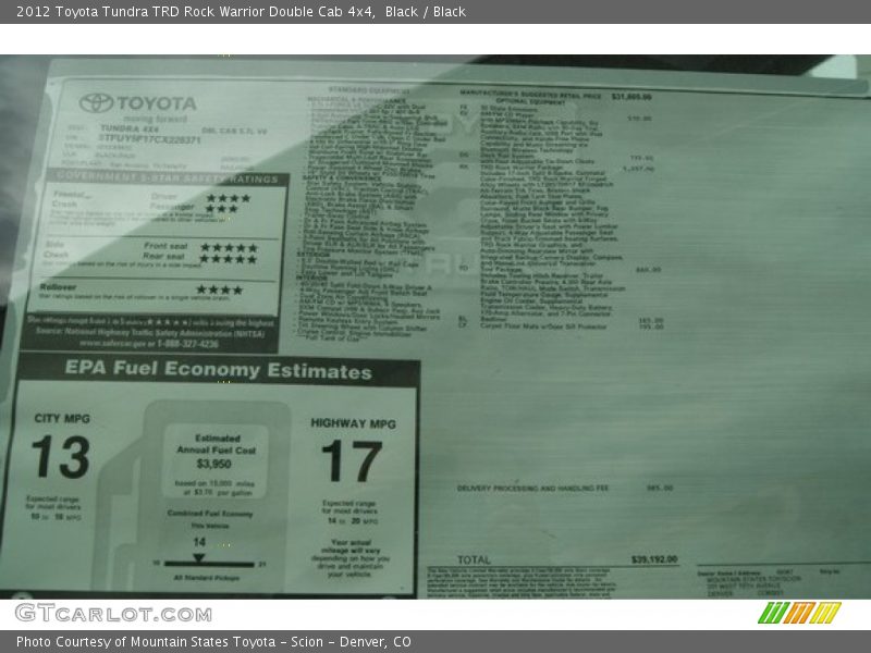 Black / Black 2012 Toyota Tundra TRD Rock Warrior Double Cab 4x4
