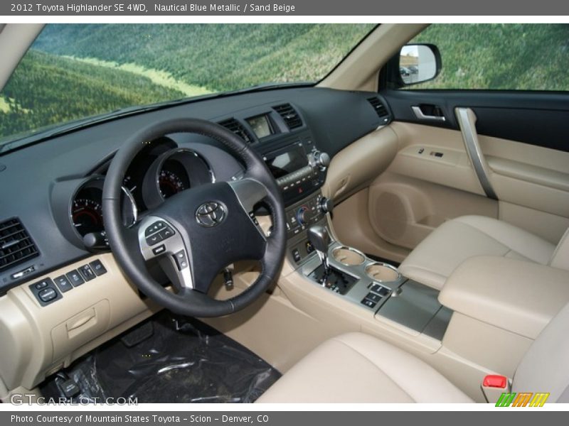 Nautical Blue Metallic / Sand Beige 2012 Toyota Highlander SE 4WD