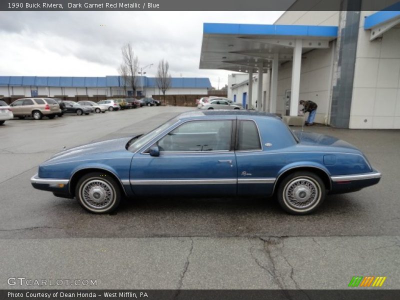 Dark Garnet Red Metallic / Blue 1990 Buick Riviera