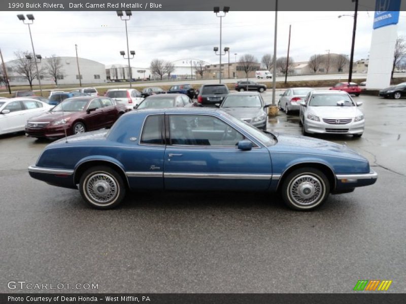 Dark Garnet Red Metallic / Blue 1990 Buick Riviera