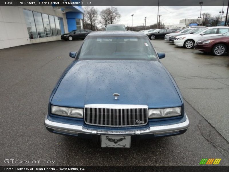 Dark Garnet Red Metallic / Blue 1990 Buick Riviera