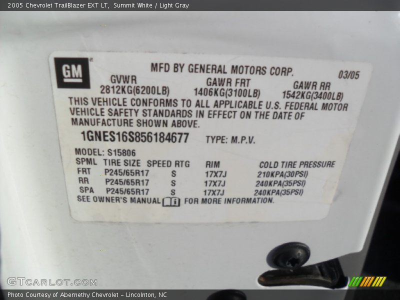Summit White / Light Gray 2005 Chevrolet TrailBlazer EXT LT