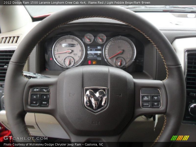 Flame Red / Light Pebble Beige/Bark Brown 2012 Dodge Ram 1500 Laramie Longhorn Crew Cab 4x4