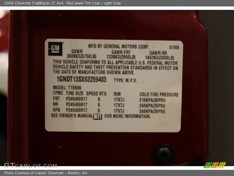 Red Jewel Tint Coat / Light Gray 2006 Chevrolet TrailBlazer LT 4x4