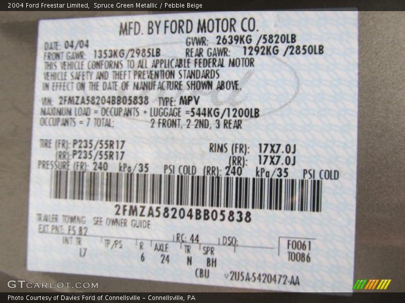 FS - 2004 Ford Freestar Limited