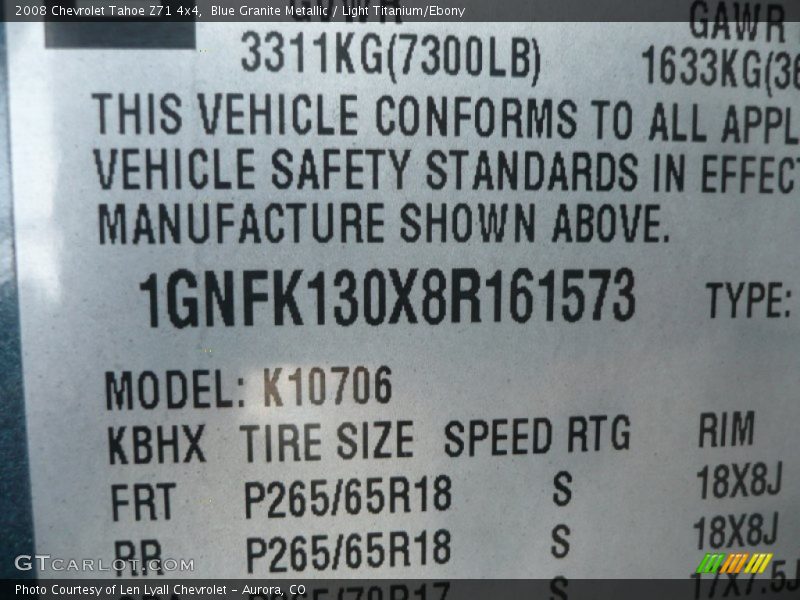 Blue Granite Metallic / Light Titanium/Ebony 2008 Chevrolet Tahoe Z71 4x4