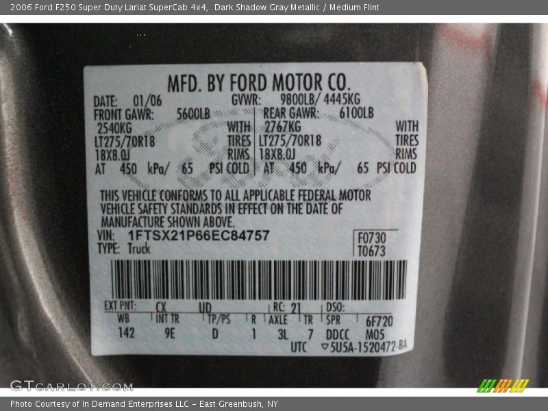 2006 F250 Super Duty Lariat SuperCab 4x4 Dark Shadow Gray Metallic Color Code CX