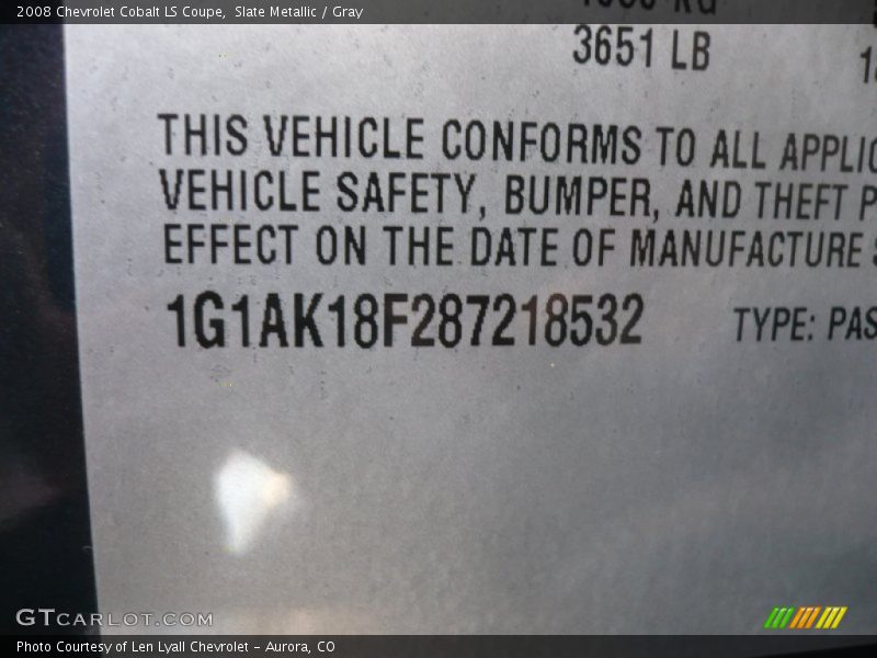 Slate Metallic / Gray 2008 Chevrolet Cobalt LS Coupe