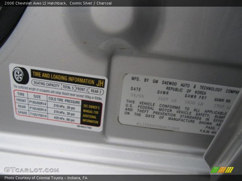 Cosmic Silver / Charcoal 2006 Chevrolet Aveo LS Hatchback