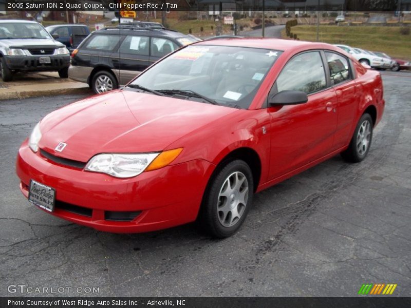 Chili Pepper Red / Tan 2005 Saturn ION 2 Quad Coupe