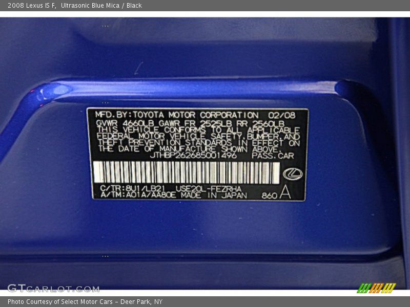 Ultrasonic Blue Mica / Black 2008 Lexus IS F