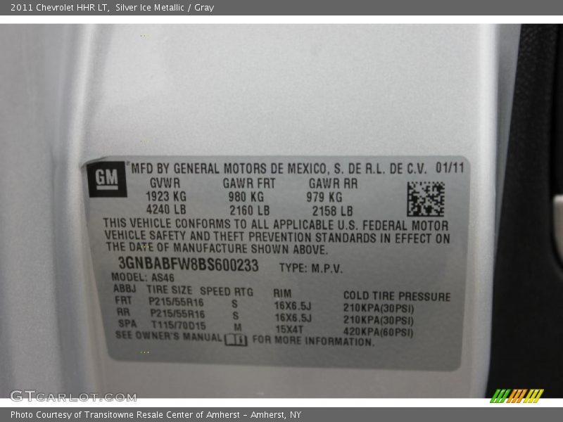Silver Ice Metallic / Gray 2011 Chevrolet HHR LT