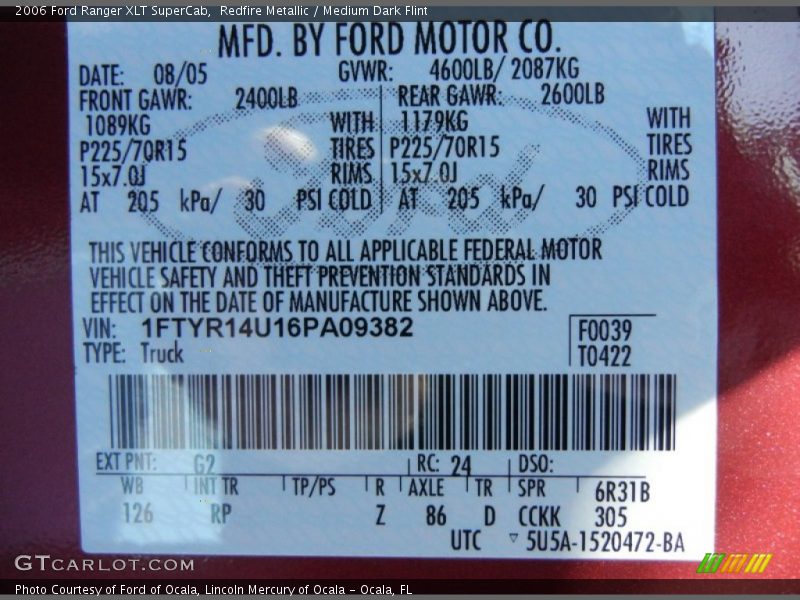 Redfire Metallic / Medium Dark Flint 2006 Ford Ranger XLT SuperCab