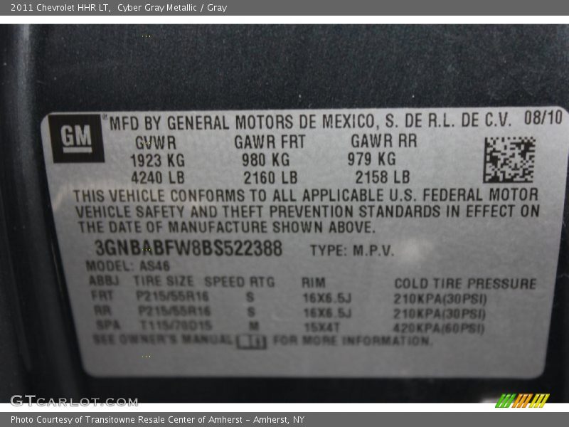 Cyber Gray Metallic / Gray 2011 Chevrolet HHR LT