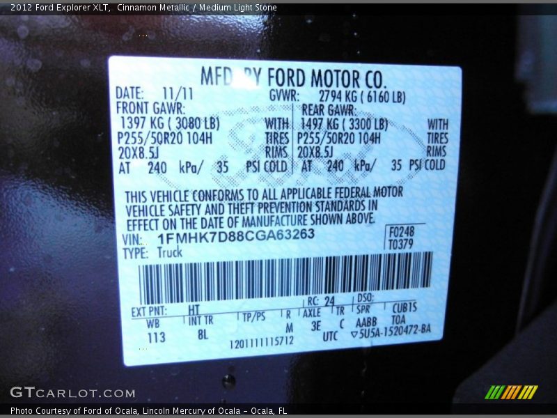 Cinnamon Metallic / Medium Light Stone 2012 Ford Explorer XLT