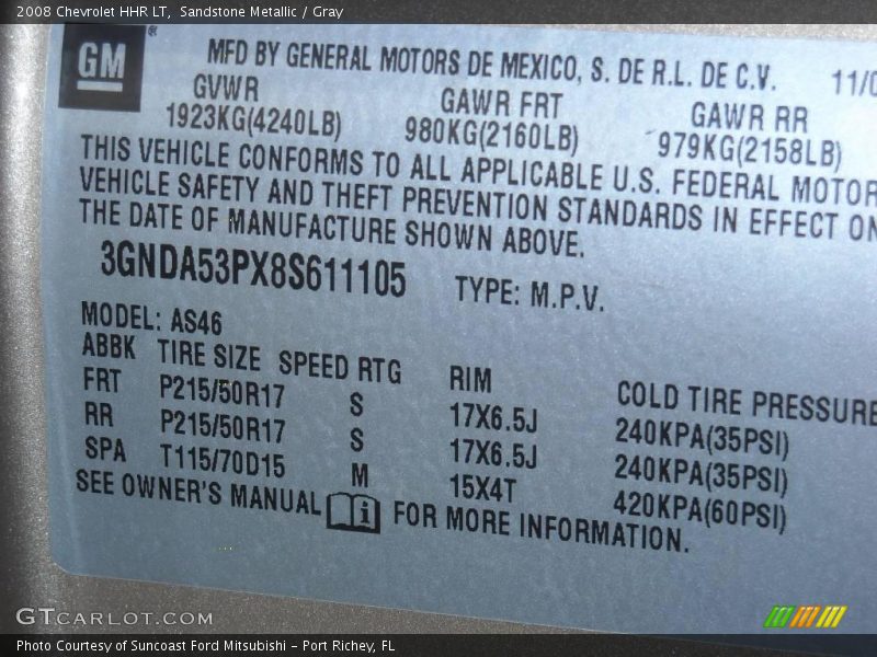Sandstone Metallic / Gray 2008 Chevrolet HHR LT