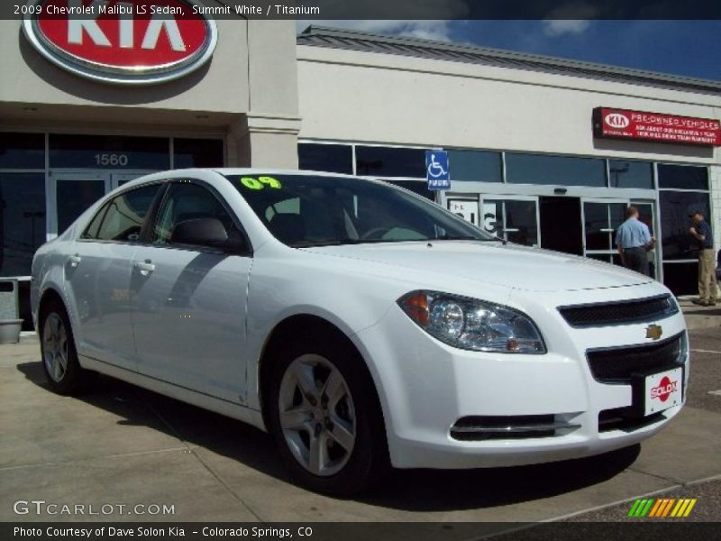 Summit White / Titanium 2009 Chevrolet Malibu LS Sedan