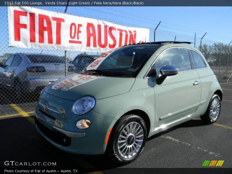 Verde Chiaro (Light Green) / Pelle Nera/Nera (Black/Black) 2012 Fiat 500 Lounge