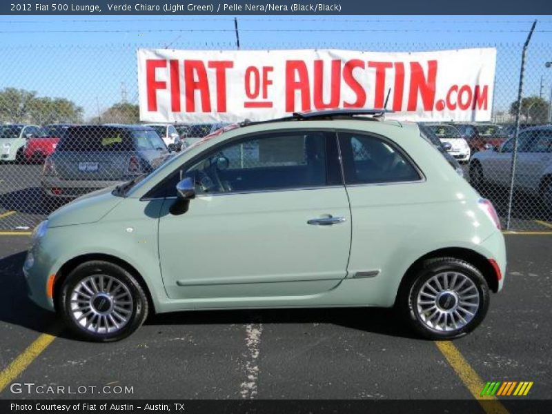 Verde Chiaro (Light Green) / Pelle Nera/Nera (Black/Black) 2012 Fiat 500 Lounge