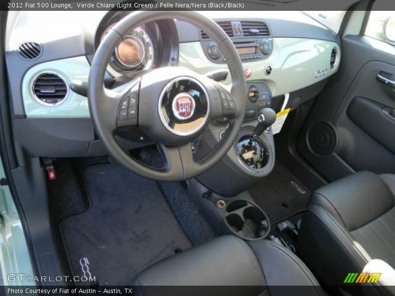 Verde Chiaro (Light Green) / Pelle Nera/Nera (Black/Black) 2012 Fiat 500 Lounge