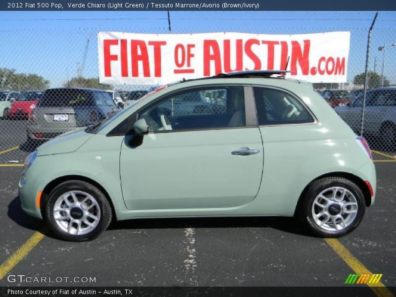 Verde Chiaro (Light Green) / Tessuto Marrone/Avorio (Brown/Ivory) 2012 Fiat 500 Pop