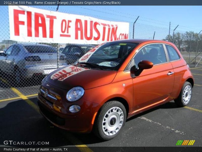 Rame (Copper Orange) / Tessuto Grigio/Nero (Grey/Black) 2012 Fiat 500 Pop