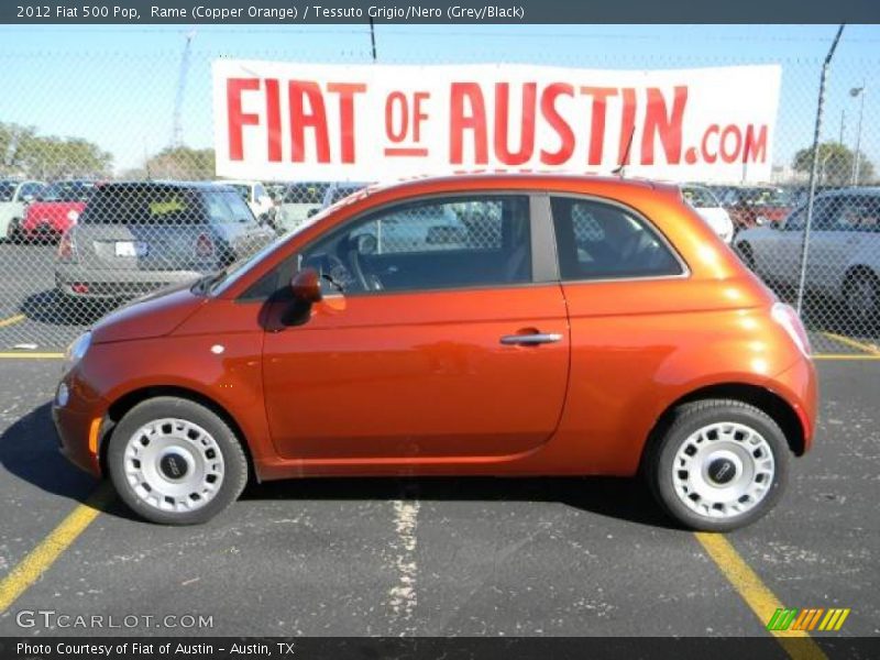 Rame (Copper Orange) / Tessuto Grigio/Nero (Grey/Black) 2012 Fiat 500 Pop
