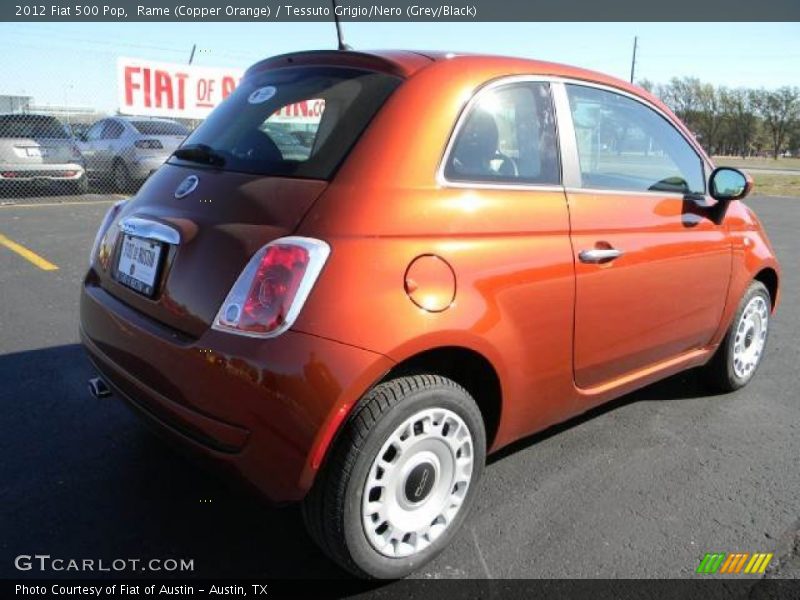 Rame (Copper Orange) / Tessuto Grigio/Nero (Grey/Black) 2012 Fiat 500 Pop