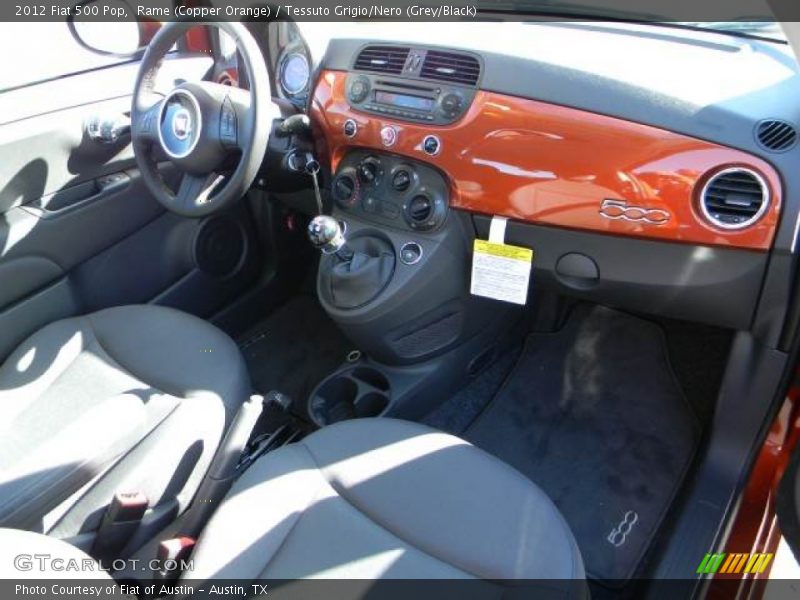 Rame (Copper Orange) / Tessuto Grigio/Nero (Grey/Black) 2012 Fiat 500 Pop