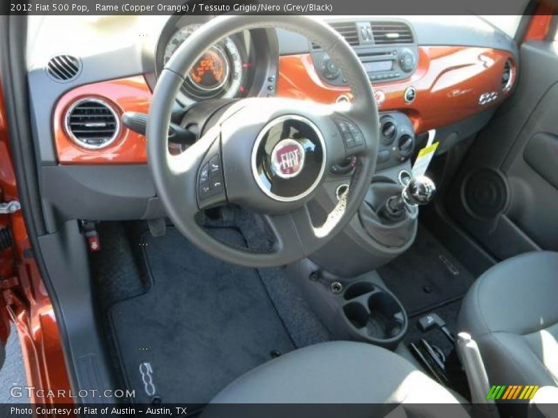 Rame (Copper Orange) / Tessuto Grigio/Nero (Grey/Black) 2012 Fiat 500 Pop
