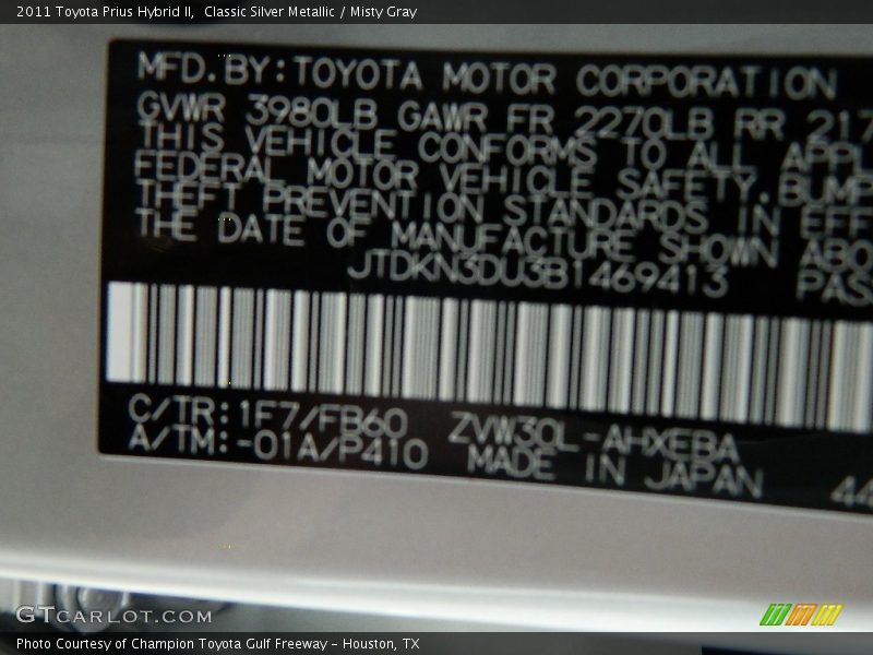 Classic Silver Metallic / Misty Gray 2011 Toyota Prius Hybrid II