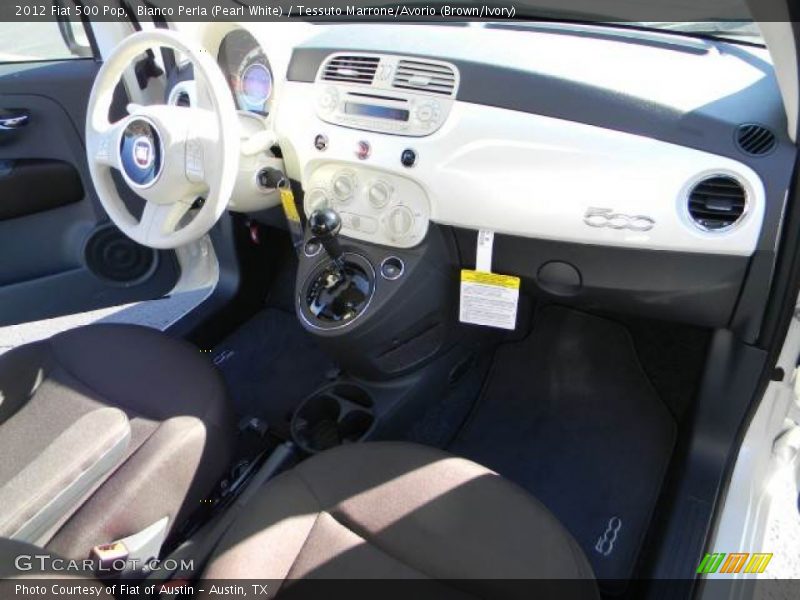 Bianco Perla (Pearl White) / Tessuto Marrone/Avorio (Brown/Ivory) 2012 Fiat 500 Pop