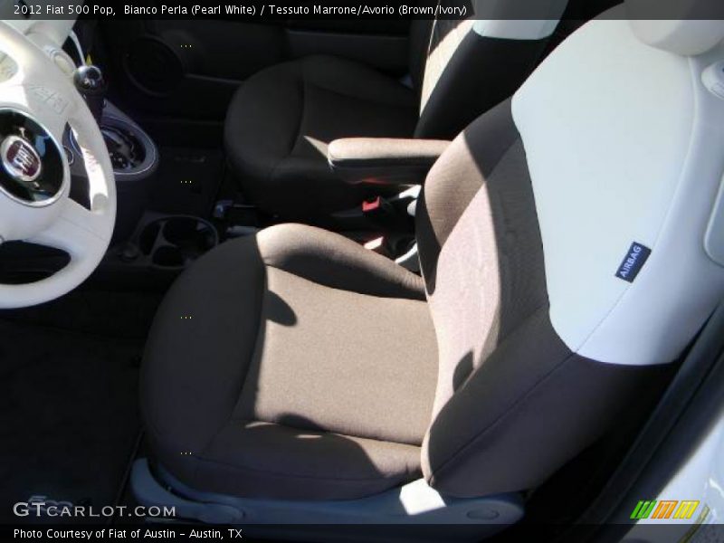 Bianco Perla (Pearl White) / Tessuto Marrone/Avorio (Brown/Ivory) 2012 Fiat 500 Pop