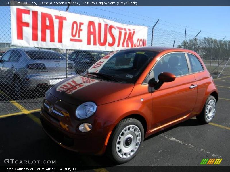Rame (Copper Orange) / Tessuto Grigio/Nero (Grey/Black) 2012 Fiat 500 Pop