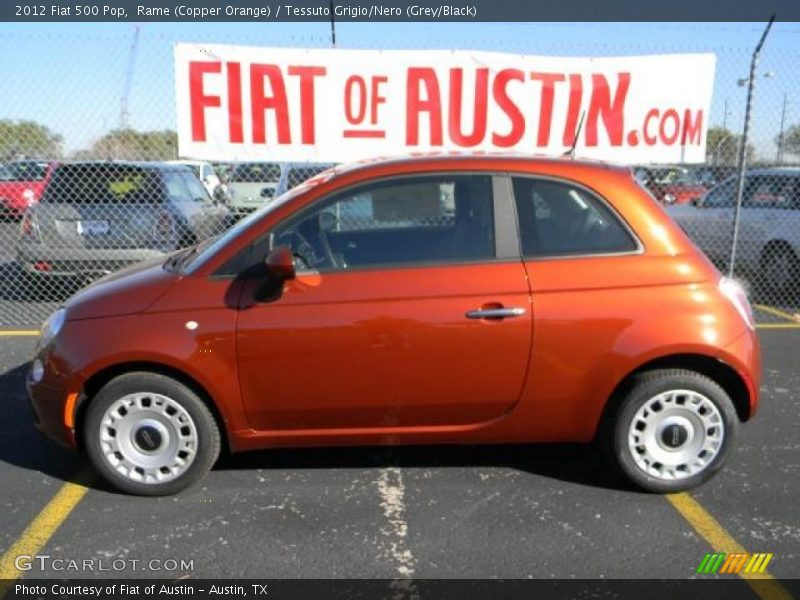 Rame (Copper Orange) / Tessuto Grigio/Nero (Grey/Black) 2012 Fiat 500 Pop