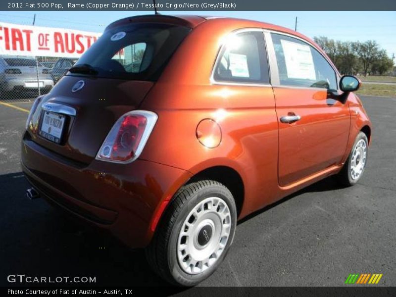 Rame (Copper Orange) / Tessuto Grigio/Nero (Grey/Black) 2012 Fiat 500 Pop