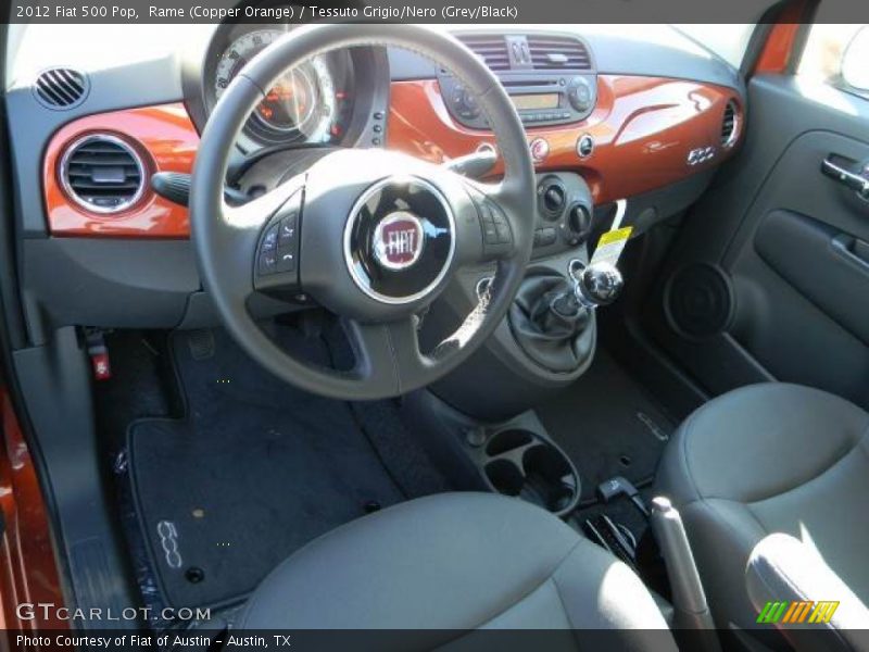 Rame (Copper Orange) / Tessuto Grigio/Nero (Grey/Black) 2012 Fiat 500 Pop