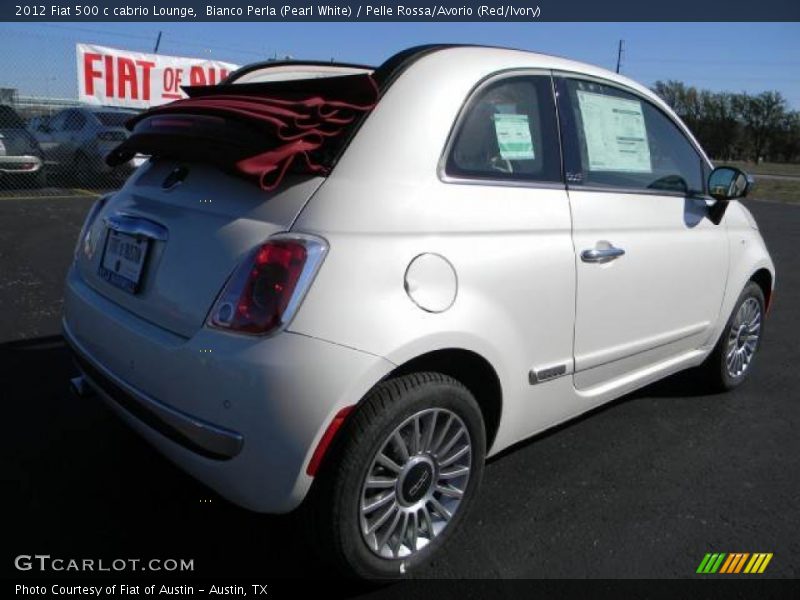 Bianco Perla (Pearl White) / Pelle Rossa/Avorio (Red/Ivory) 2012 Fiat 500 c cabrio Lounge