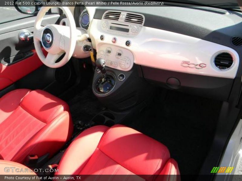 Bianco Perla (Pearl White) / Pelle Rossa/Avorio (Red/Ivory) 2012 Fiat 500 c cabrio Lounge