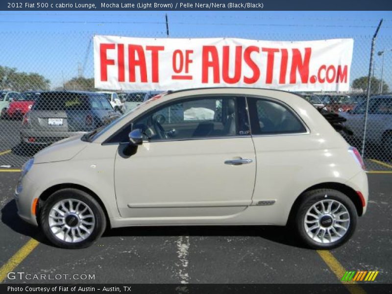 Mocha Latte (Light Brown) / Pelle Nera/Nera (Black/Black) 2012 Fiat 500 c cabrio Lounge