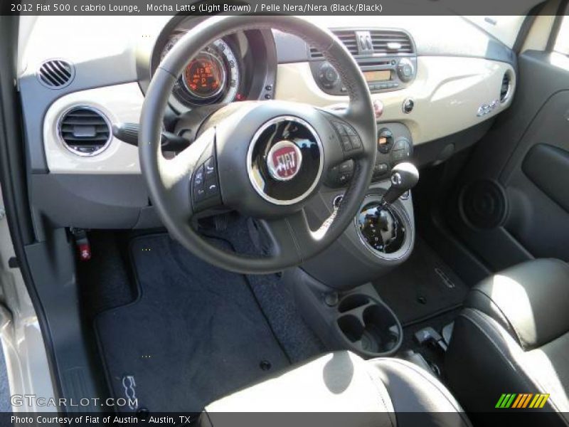 Mocha Latte (Light Brown) / Pelle Nera/Nera (Black/Black) 2012 Fiat 500 c cabrio Lounge