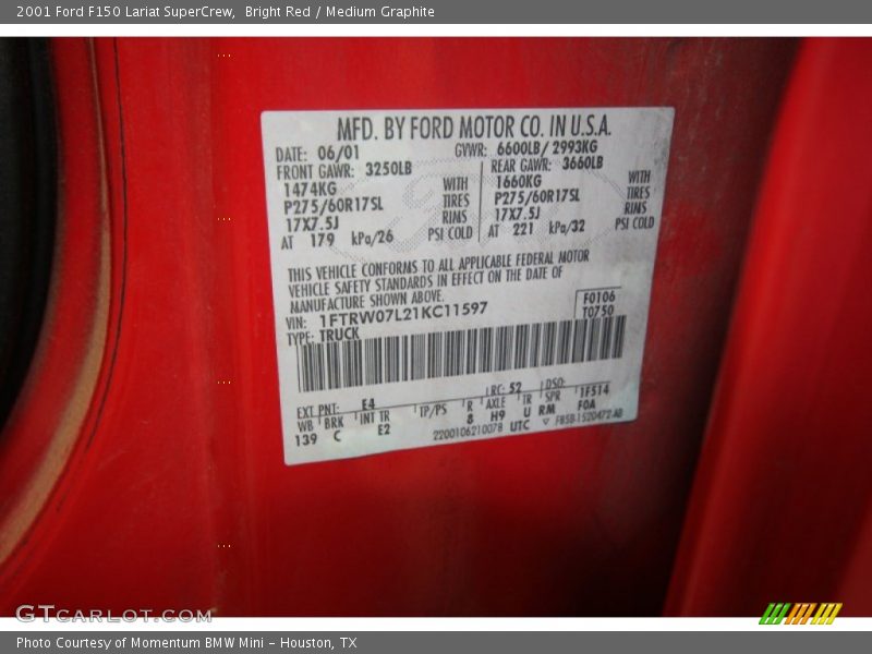 Bright Red / Medium Graphite 2001 Ford F150 Lariat SuperCrew
