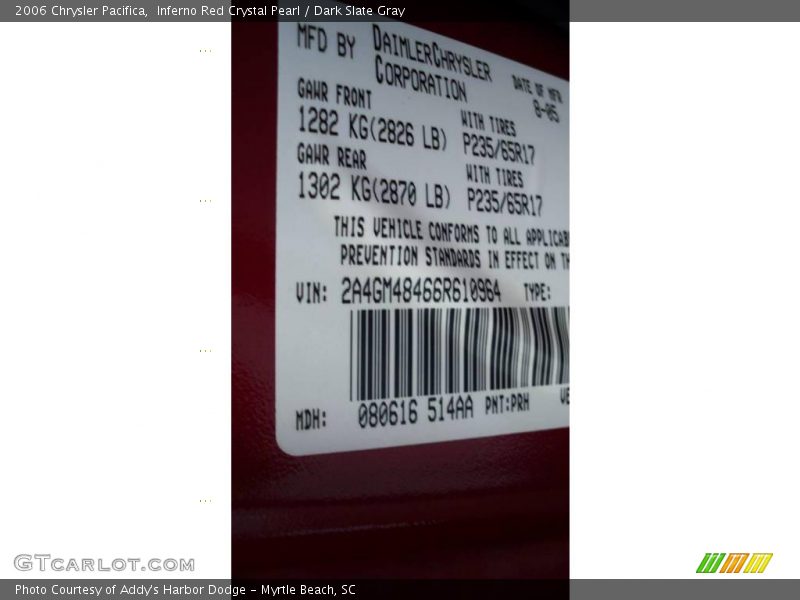 Inferno Red Crystal Pearl / Dark Slate Gray 2006 Chrysler Pacifica