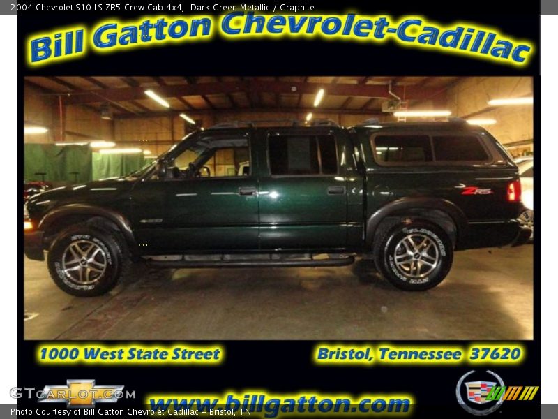 Dark Green Metallic / Graphite 2004 Chevrolet S10 LS ZR5 Crew Cab 4x4