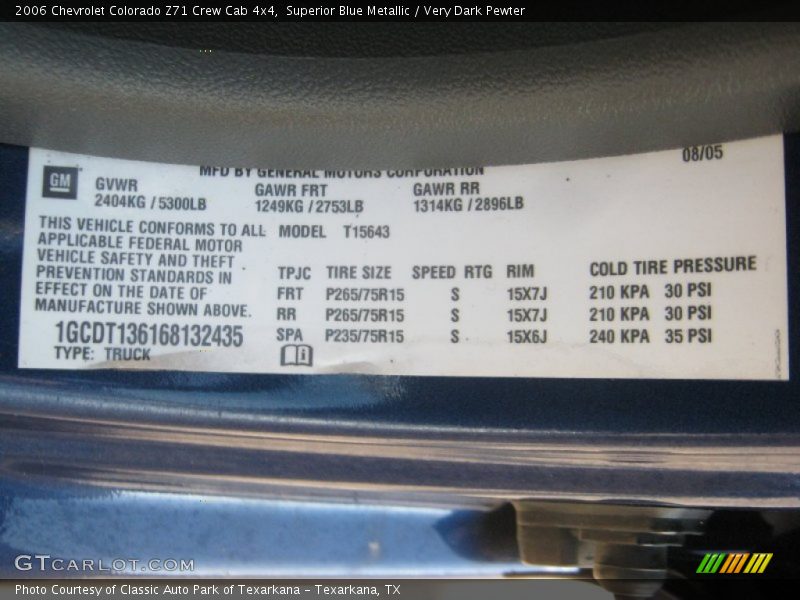 Superior Blue Metallic / Very Dark Pewter 2006 Chevrolet Colorado Z71 Crew Cab 4x4