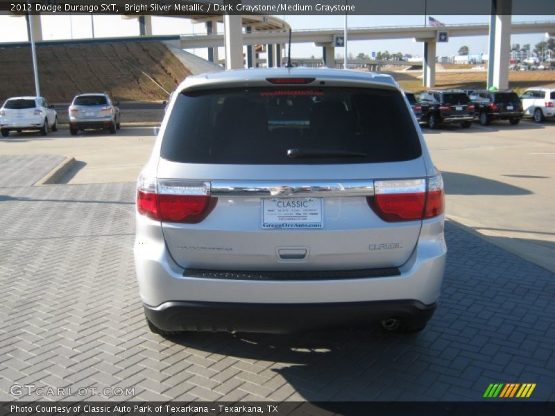 Bright Silver Metallic / Dark Graystone/Medium Graystone 2012 Dodge Durango SXT