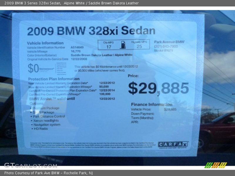 Alpine White / Saddle Brown Dakota Leather 2009 BMW 3 Series 328xi Sedan