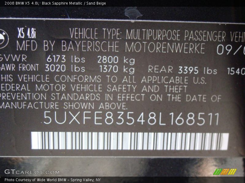 Black Sapphire Metallic / Sand Beige 2008 BMW X5 4.8i